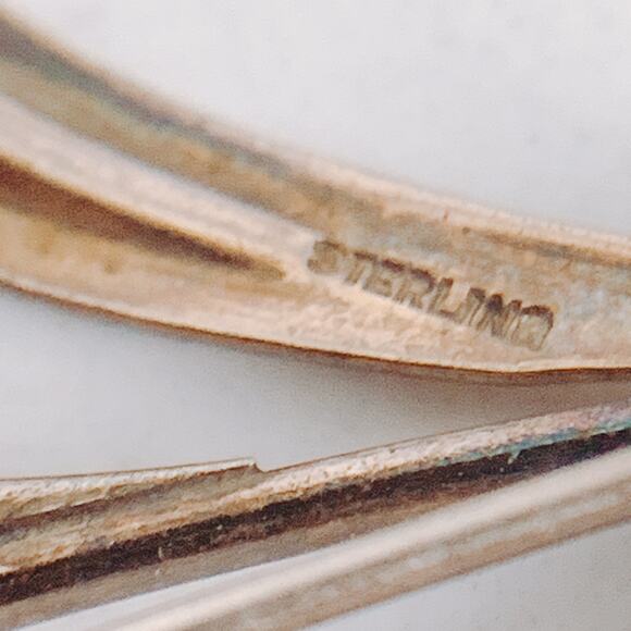 VTG Signed Jaykel Sterling Silver Floral Brooch & Earrings Set, 1940s 1950s MCM - Picture 6 of 16